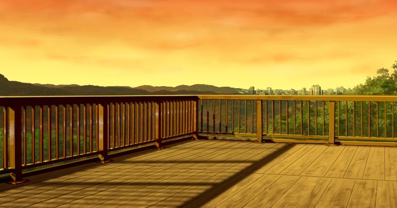 Anime Landscape: Anime Rooftop at Sunset Background