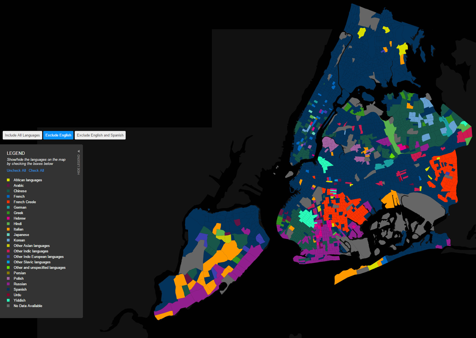 Languages of New York City exclude English