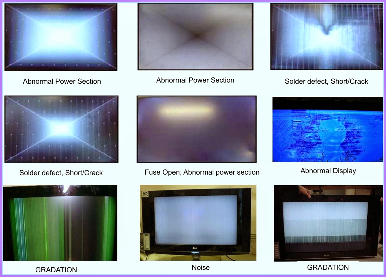 Electro help LG 55LA965V LCD TV SCREENSHOTS TO DEFECTIVE DISPLAY