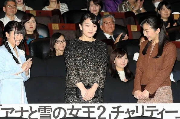 Princess Mako and Princess Kako attended the charity premiere of the film Frozen 2 at Toho Cinemas Roppongi Hills in Tokyo