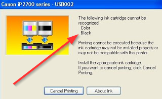 cara mengatasi catridge printer canon IP 2770 tidak terdeteksi