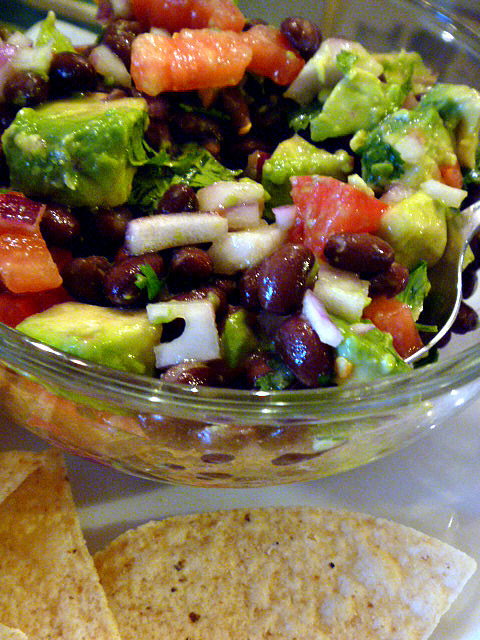 Healthy Black Bean Salsa that is simple and quick to make.  Perfect for any entertaining idea! - Slice of Southern