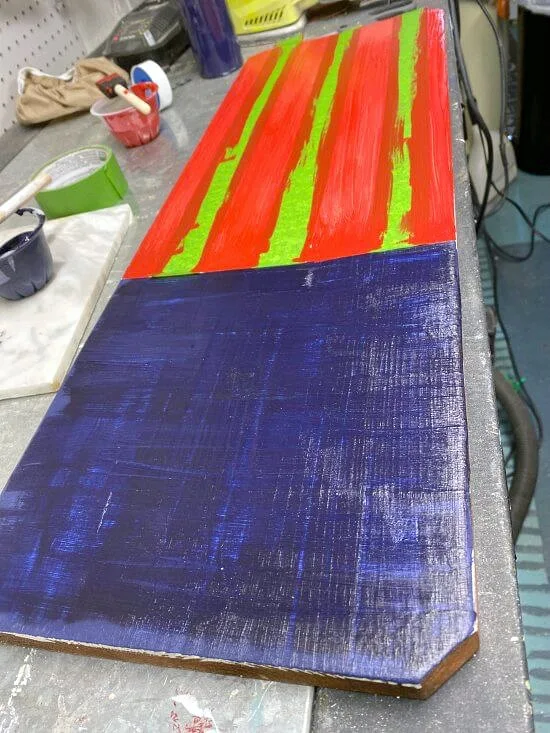 Adding stripes with painter's tape for an American flag 