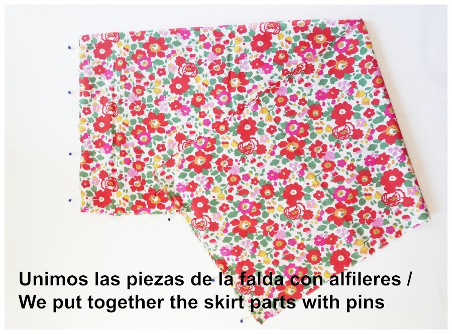 Costura de la falda vestido niña