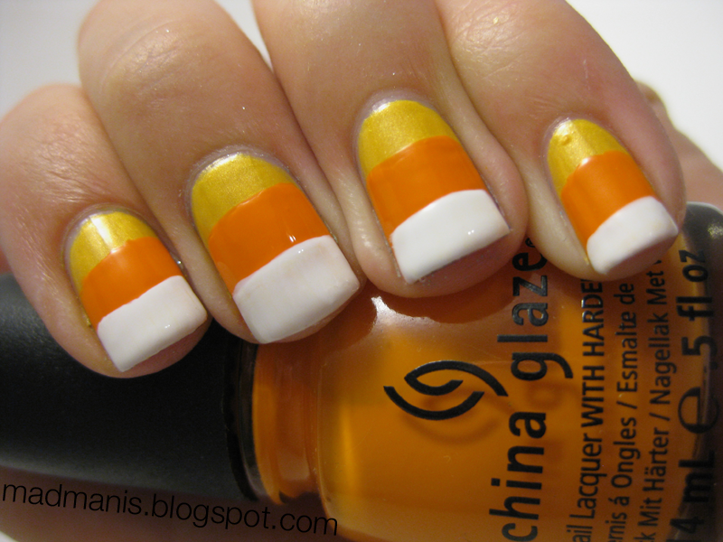 7. DIY Candy Corn Nails - wide 9