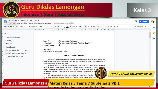 Materi Kelas 3 Tema 7 Subtema 2 Pb 1 Guru Dikdas Lamongan