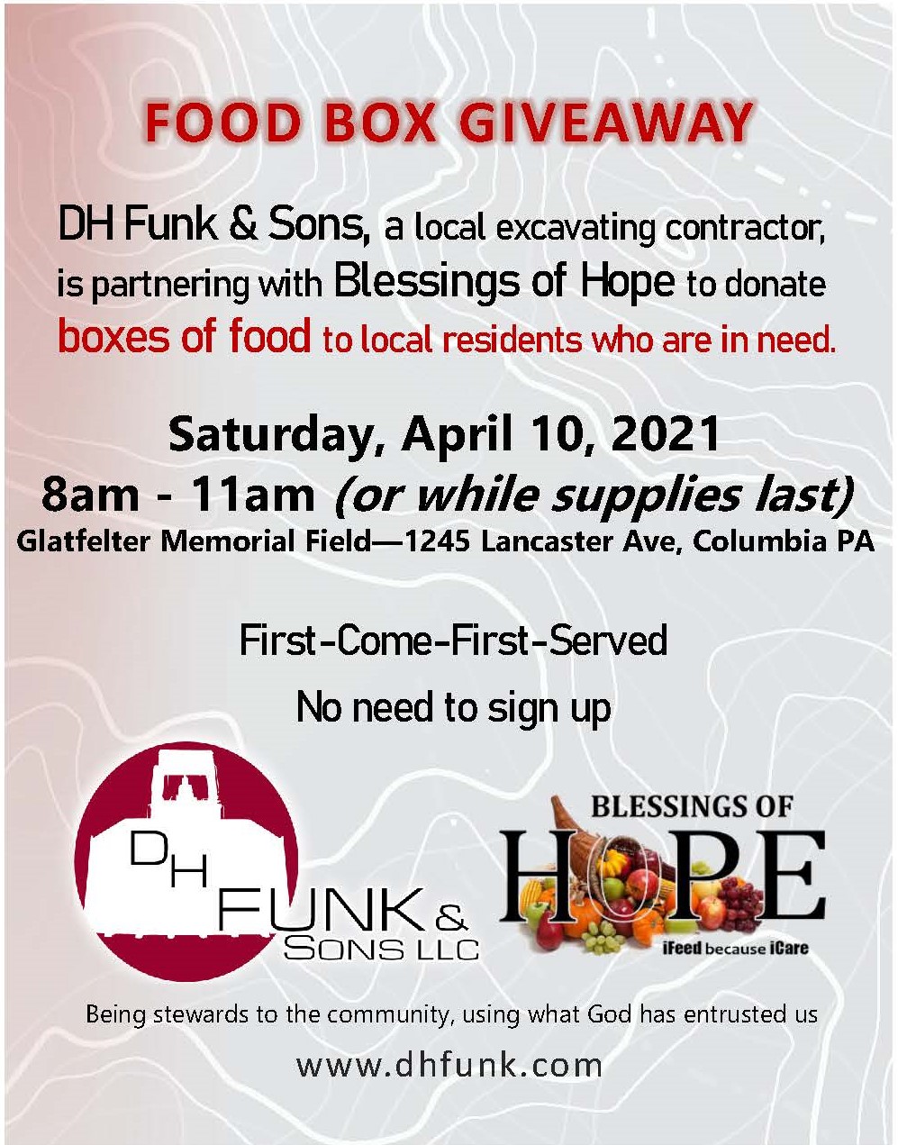 Food Box Giveaway happening April 10 at Glatfelter's Columbia Spy