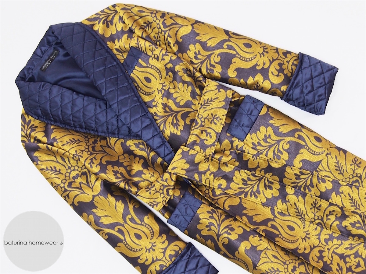 Men's Quilted Dressing Gowns Luxury Paisley Silk Robes
