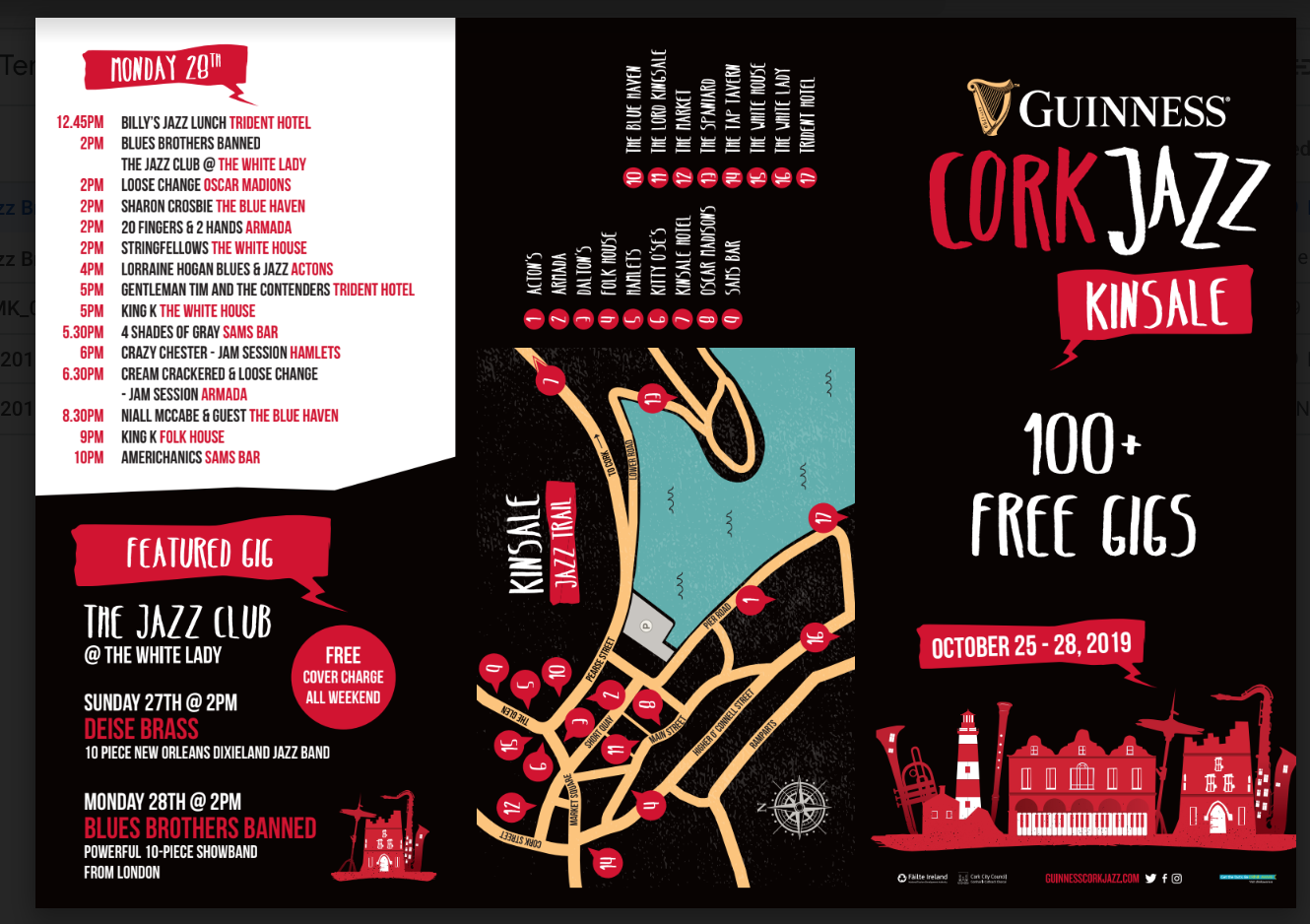 Guinness Kinsale Jazz ‘Fringe’ Festival. Over 100 free gigs.