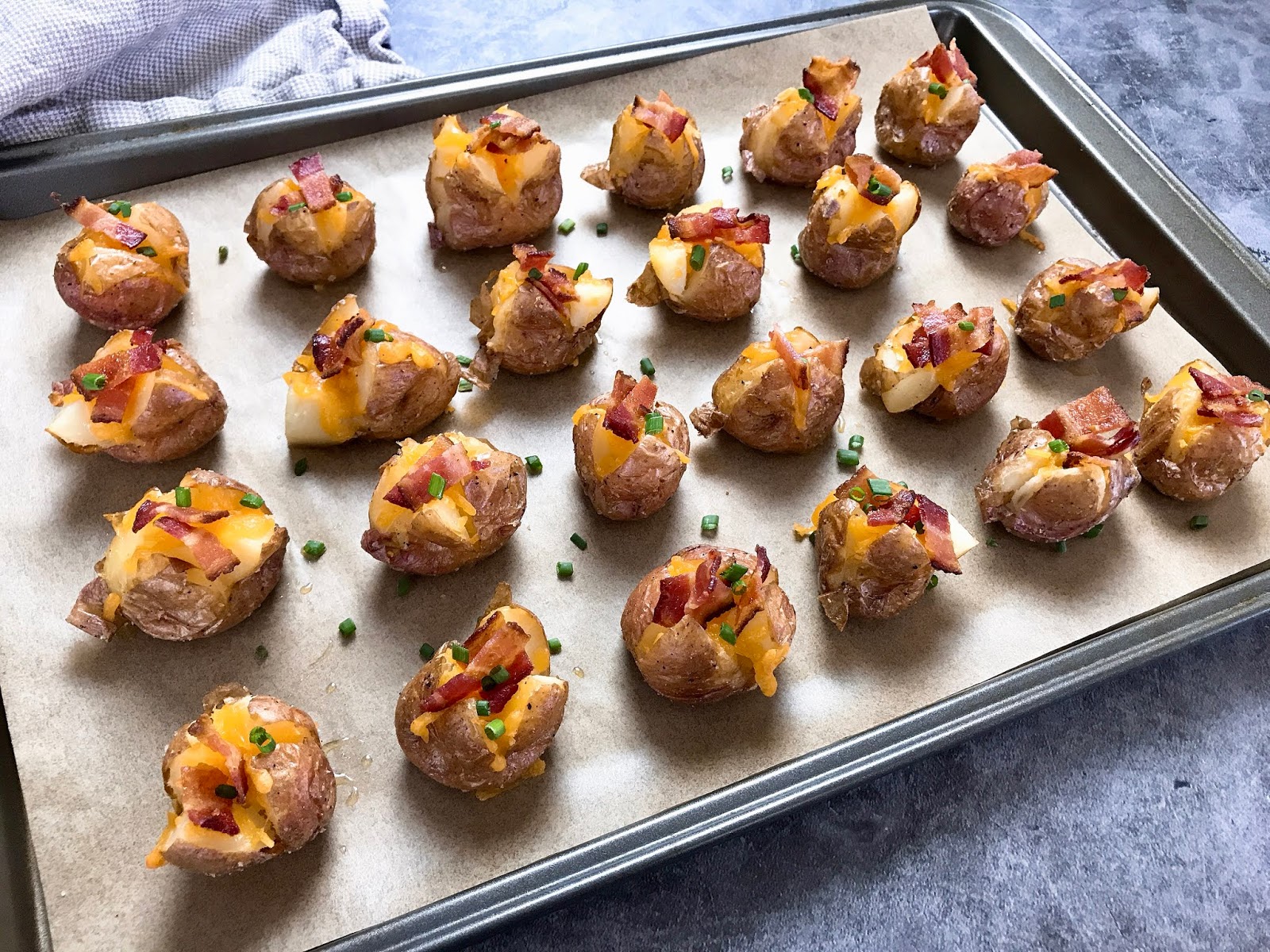 Stuffed Mini Potatoes with Cheddar and Bacon