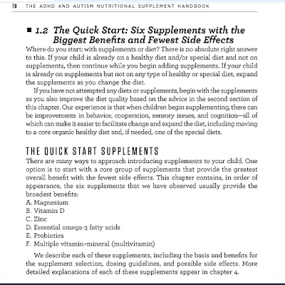 Pg 18 of ADHD and Autism Nutritional Supplement Handbook - Quick Start Supplements