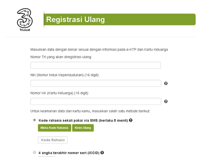 Cara Registrasi Ulang Kartu Tri-tri.co.id