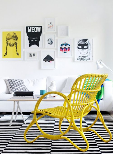 móveis de bambu pintados