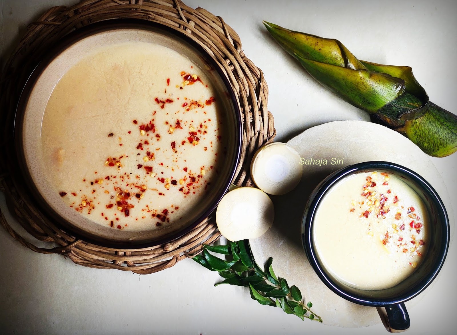 Vegan creamy bamboo shoot soup/ Kanile coconut milk soup