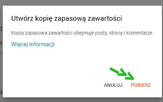 Tworzenie kopii zapasowej treści, Blogger.