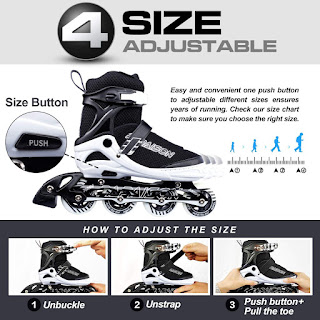 PAPAISON Adjustable Inline Skates for Kids and Adults with Full Light Up Wheels, Outdoor Blades Roller Skates for Girls and Boys, Men and Women 