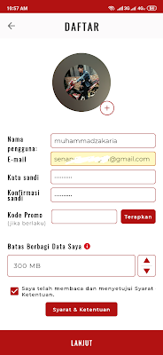 cara daftar dari Aplikasi Gluu Android