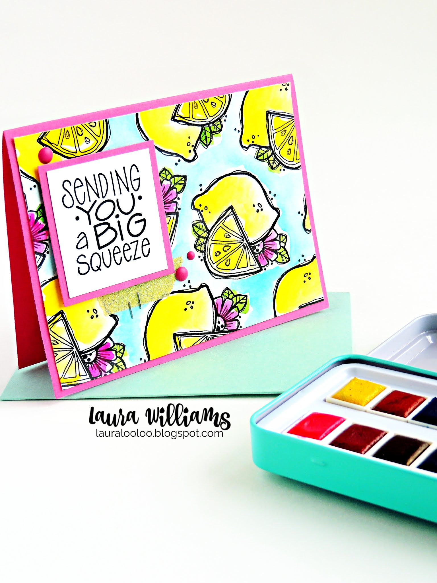 Make a fresh summer handmade card with lemon stamps from Impression Obsession and watercolor paints for a colorful and fruity fun card making project. Stop by my blog to see all the details on this summery handmade card idea!