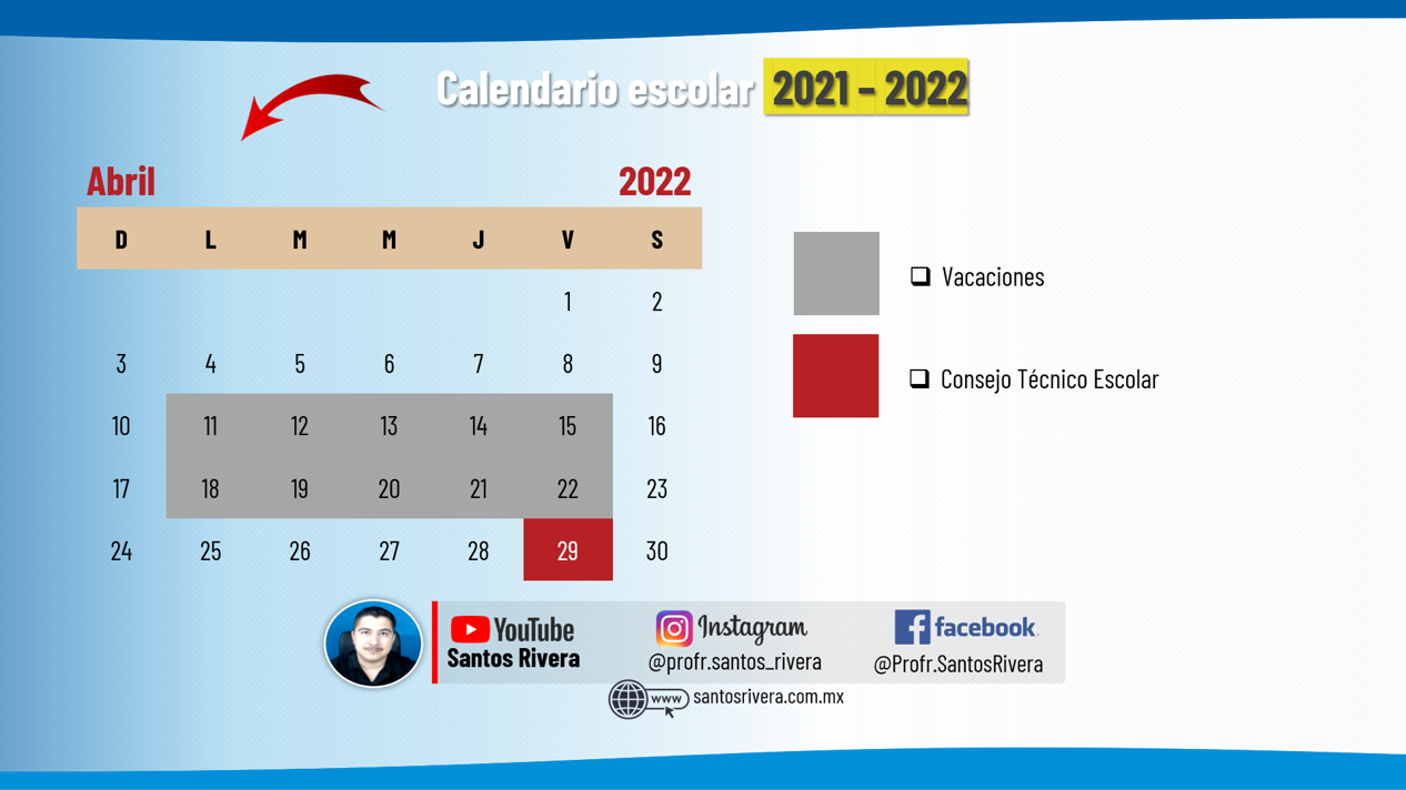 calendario escolar del mes de abril 2021 - 2022 calendario escolar del mes de abril 2021 - 2022