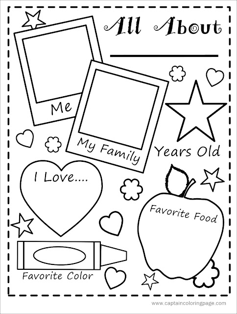 All About Me Preschool Books Sketch Coloring Page
