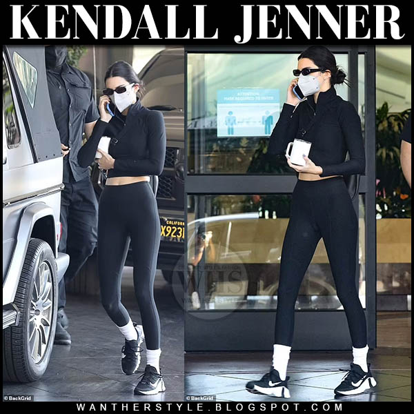 Kendall Jenner in crop top Nike in LA on November 23 ~ I want her style - What celebrities wore and where to buy it. Celebrity Style