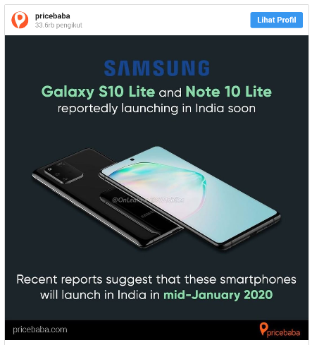 Bocoran Harga Samsung Galaxy S10 Lite Dan Galaxy Note 10 Lite