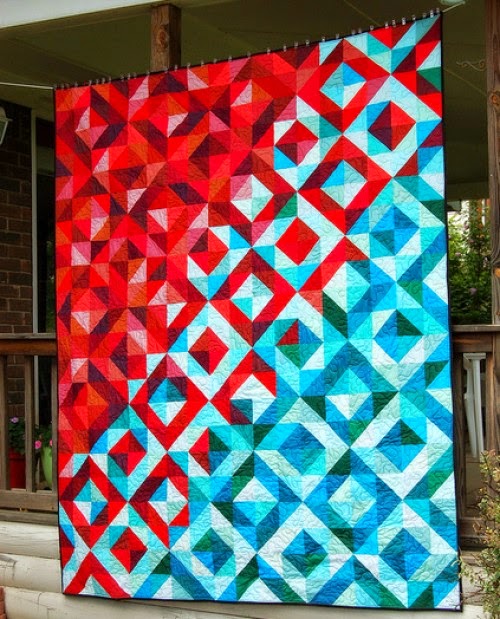 Lava Meets Sea Half Square Triangle Quilt - Tutorial