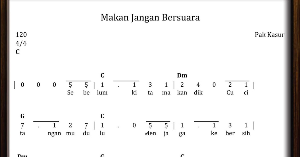 Not Angka Makan Jangan Bersuara SEKITAR MUSIK