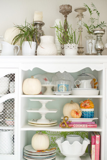 Simple and Lovely Fall Hutch Vignette