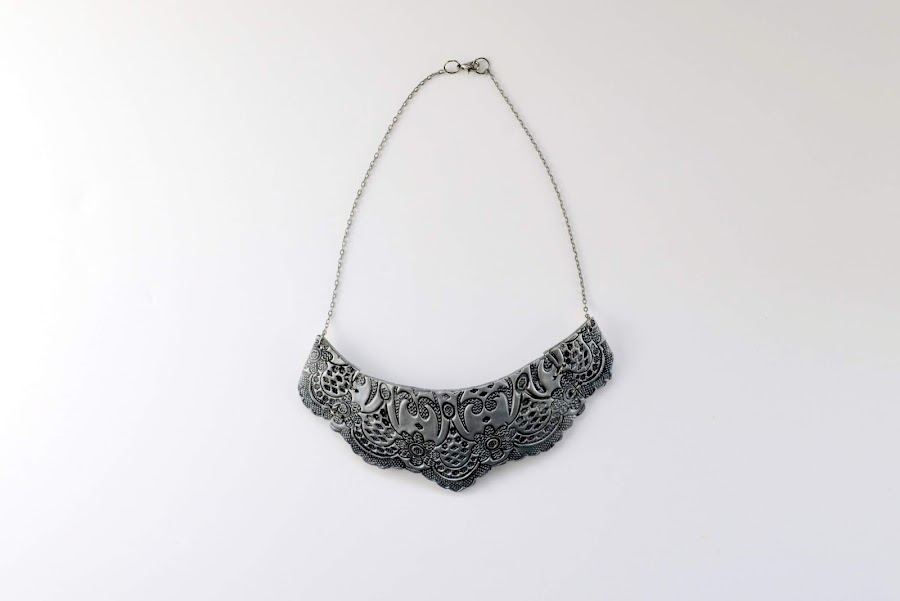 collar encaje imitació plata arcilla polimérica