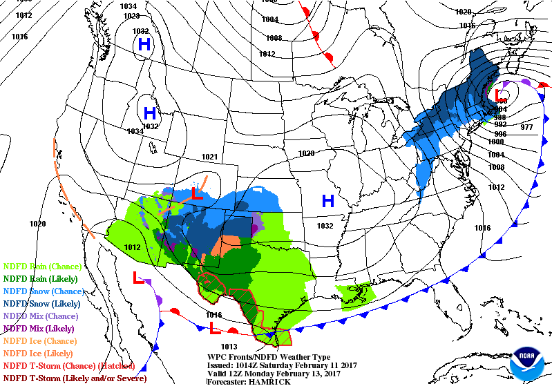 National Surface Map for Monday Feb 13th at 7 am National Surface Map for Monday Feb 13th at 7 am