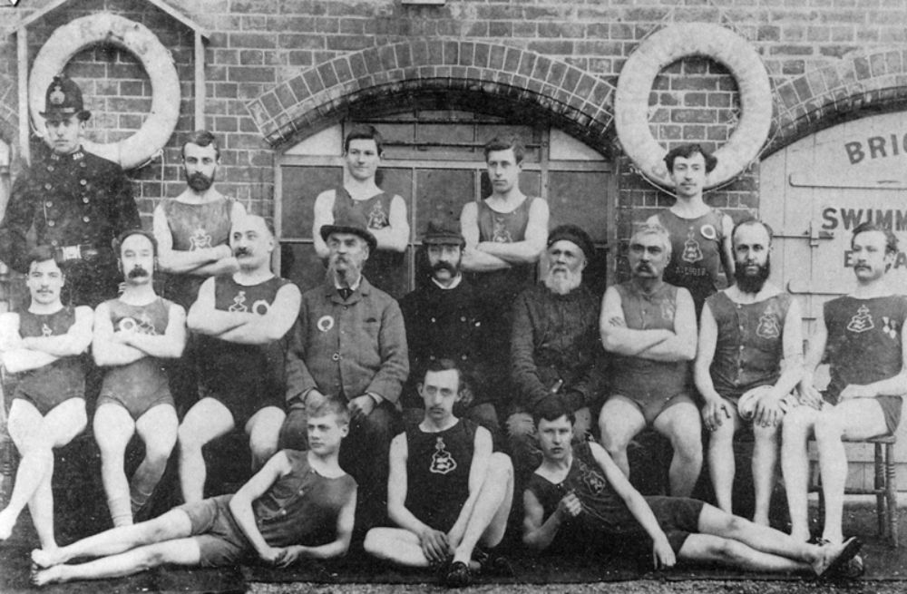 Vintage Group Photographs Of Members Of The Brighton Swimming Club In The 19th Century ~ Vintage