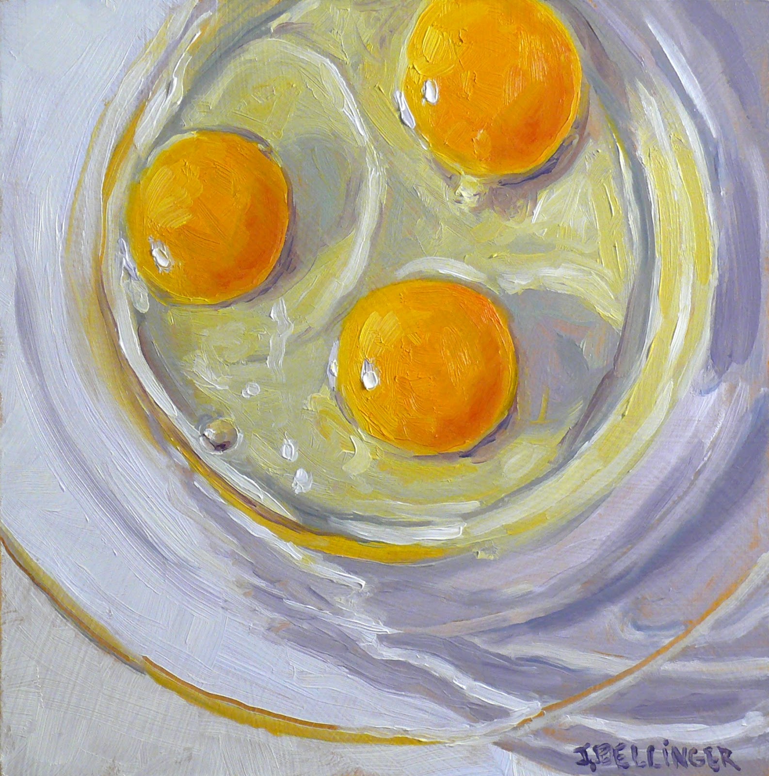 Jennifer Bellinger Studio ABC Mini Paintings Egg Yolks, still life