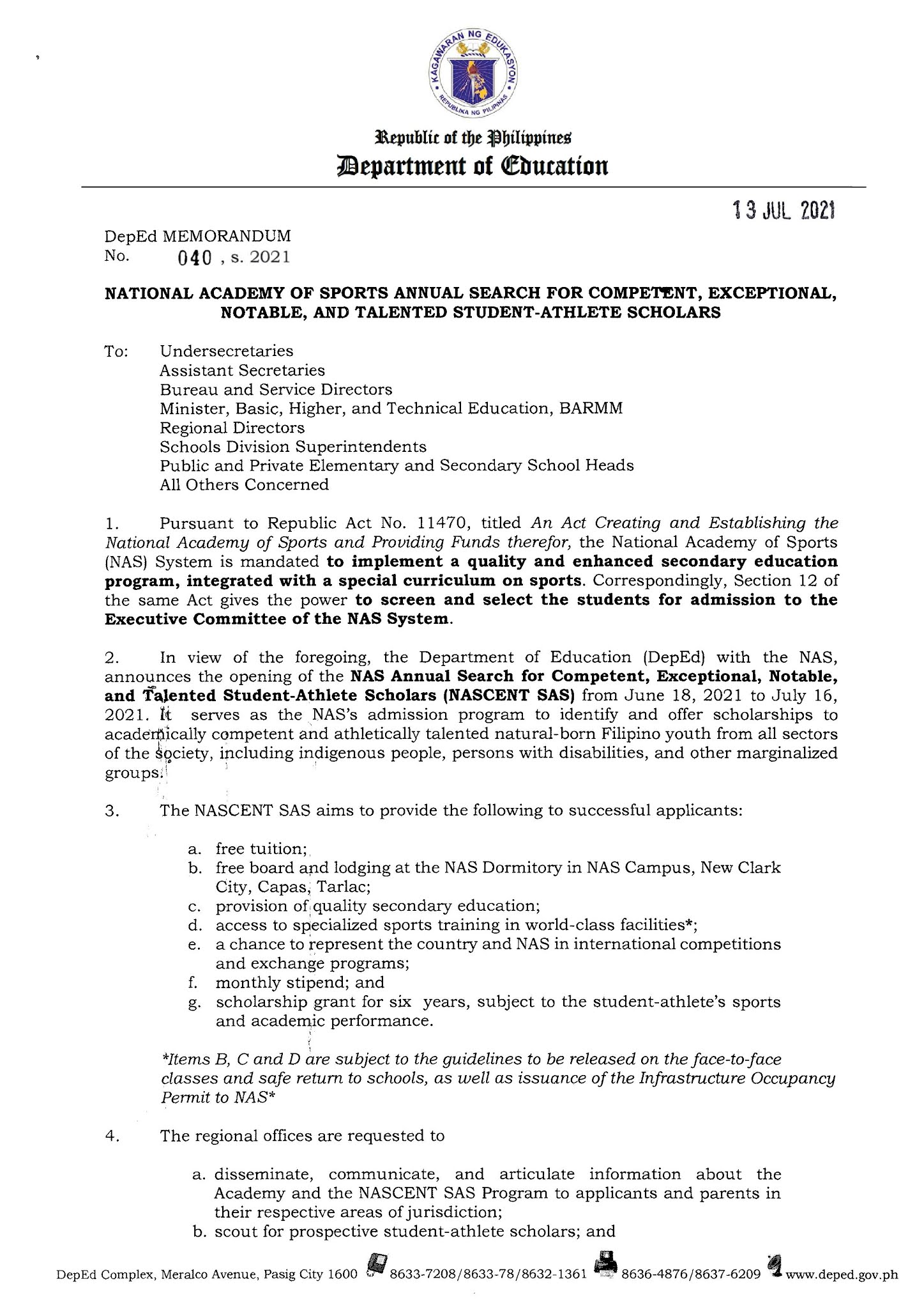 Deped Memorandum 040 S 2021 National Academy Of Sports Annual Search Deped Memorandum 040 S 2021 National Academy Of Sports Annual Search