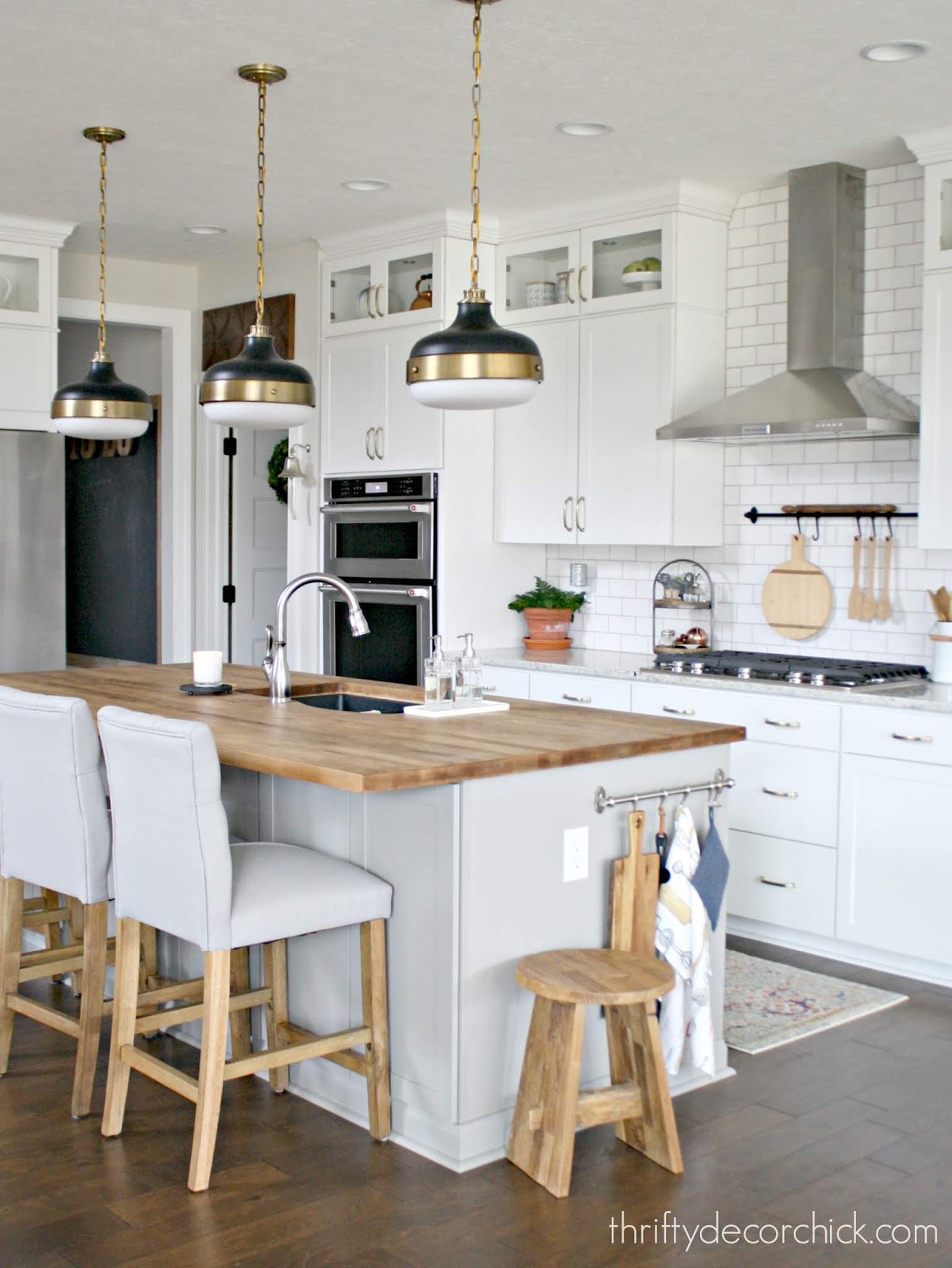 Pretty kitchen island transformation (for less than 100!) from Thrifty