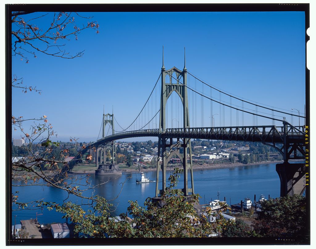 Industrial History 1931 St. Johns Bridge over Willamette River in