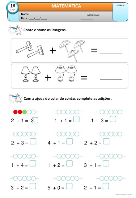 atividades de adição para 1o ano fundamental