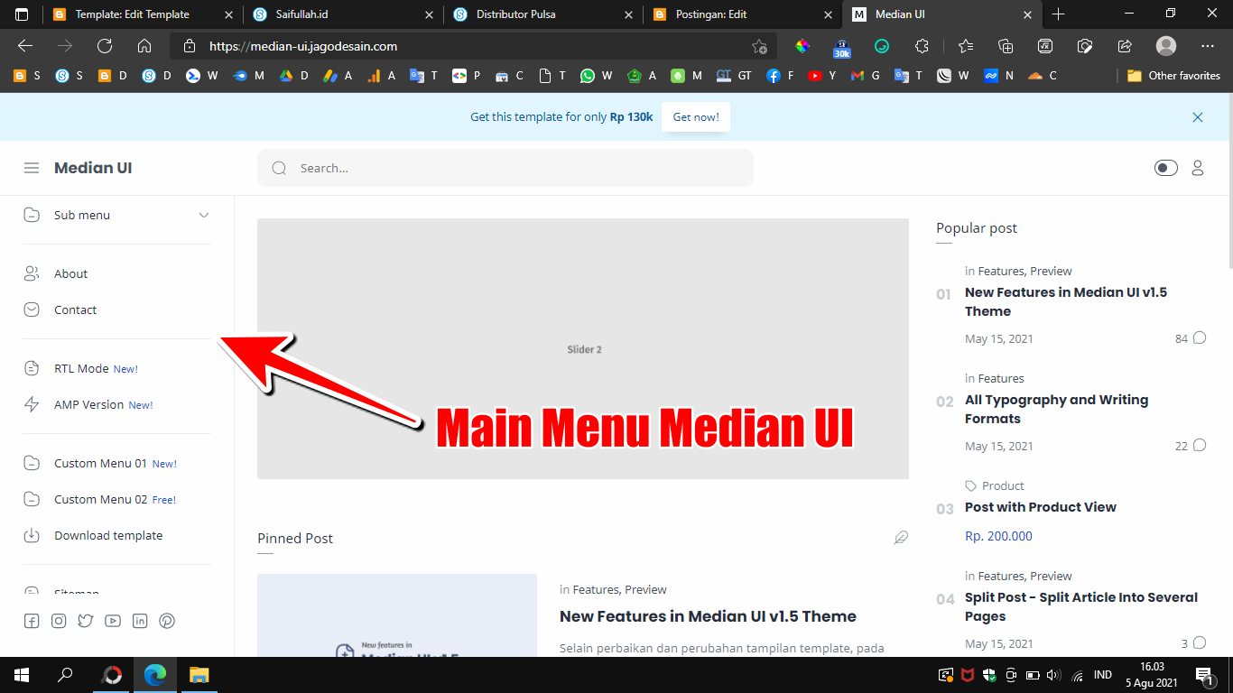 Tampilan Median UI