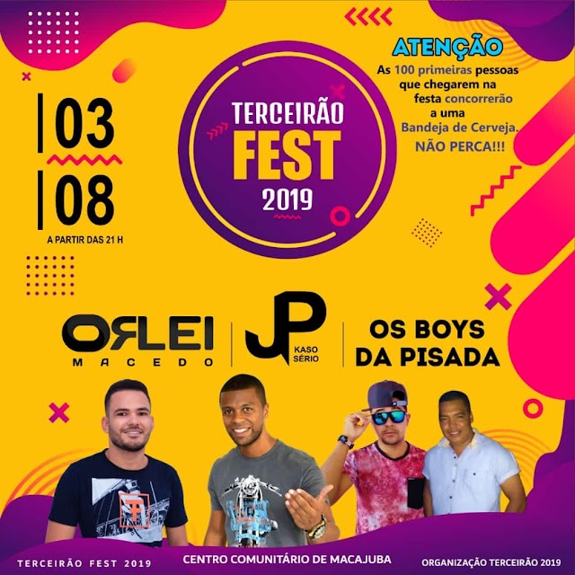 Terceirão Fest 2019 acontece neste sábado (03) em Macajuba 