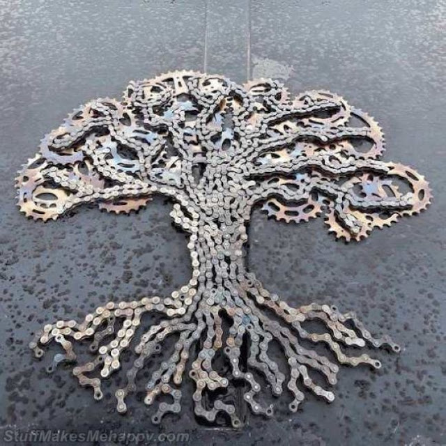 Artist Drew Evans Recycles Bicycle Chains into Amazing Sculptures