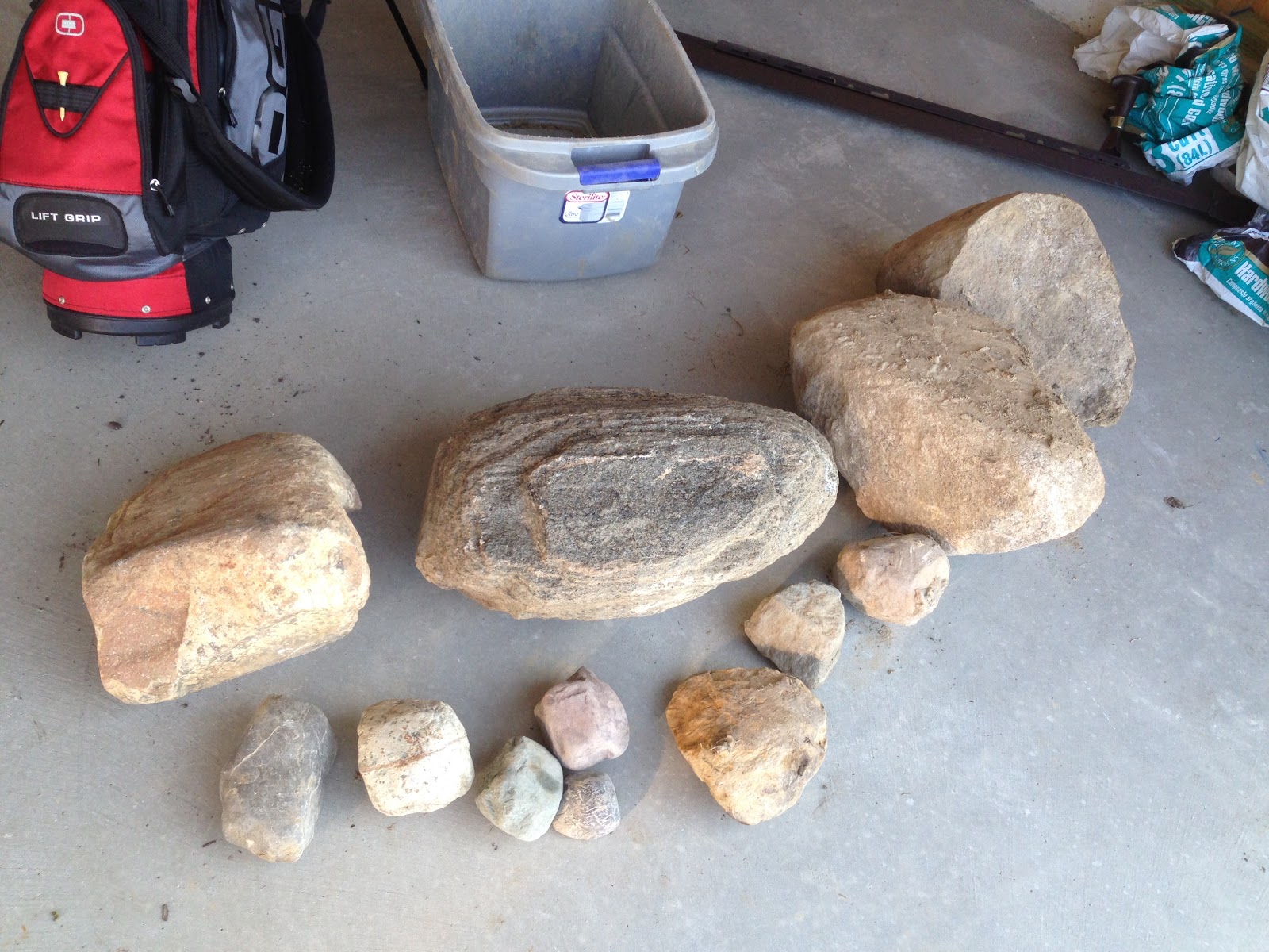 rock collection in garage