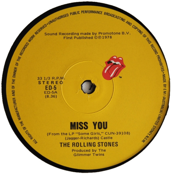 Disco Club The Rolling Stones Miss You (12 Inch) 1978 Disco Club The Rolling Stones Miss You (12 Inch) 1978