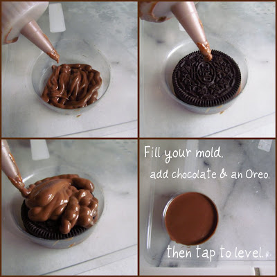 collage of how to chocolate dip an oreo