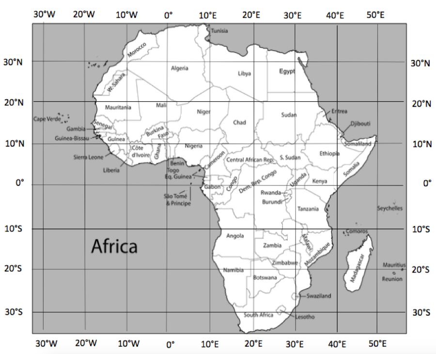 Latitude And Longitude Map Of Africa