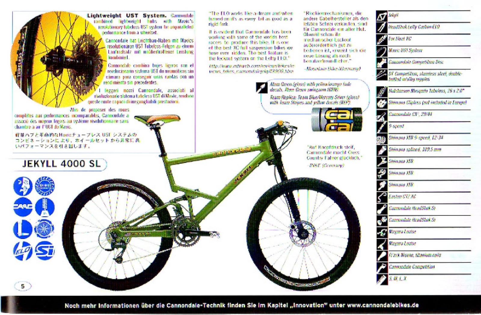 CATALOGUES CANNONDALE CANNONDALE 2001