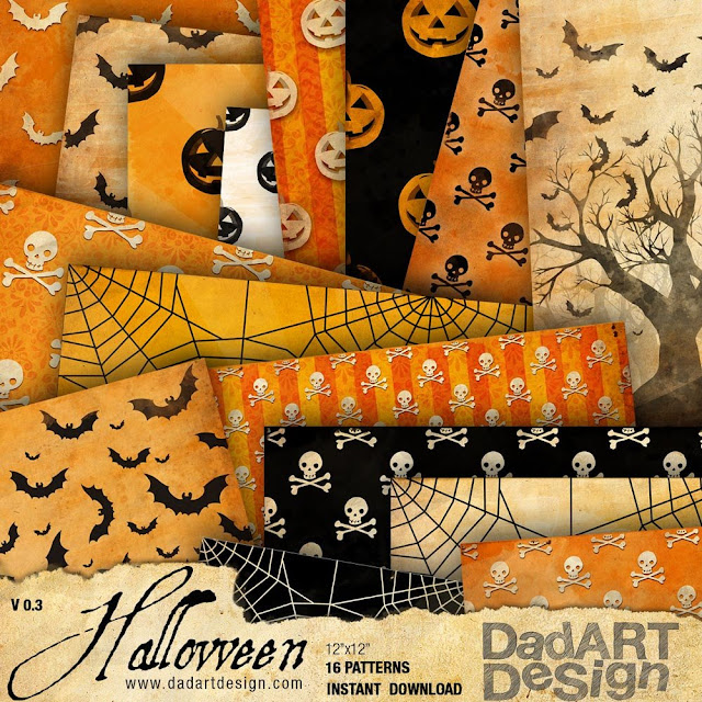 Vintage Halloween Digital Paper Pack
