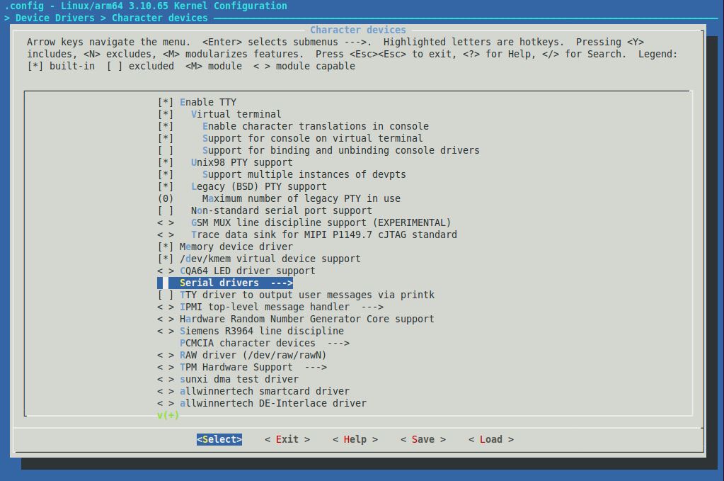 linux uart 커널 설정 및 nonblocking 모드 시리얼 통신 example c code