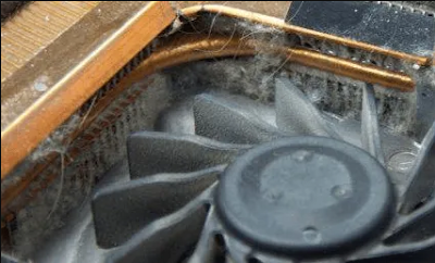 Fan dan heatsink yang pekat dengan debu