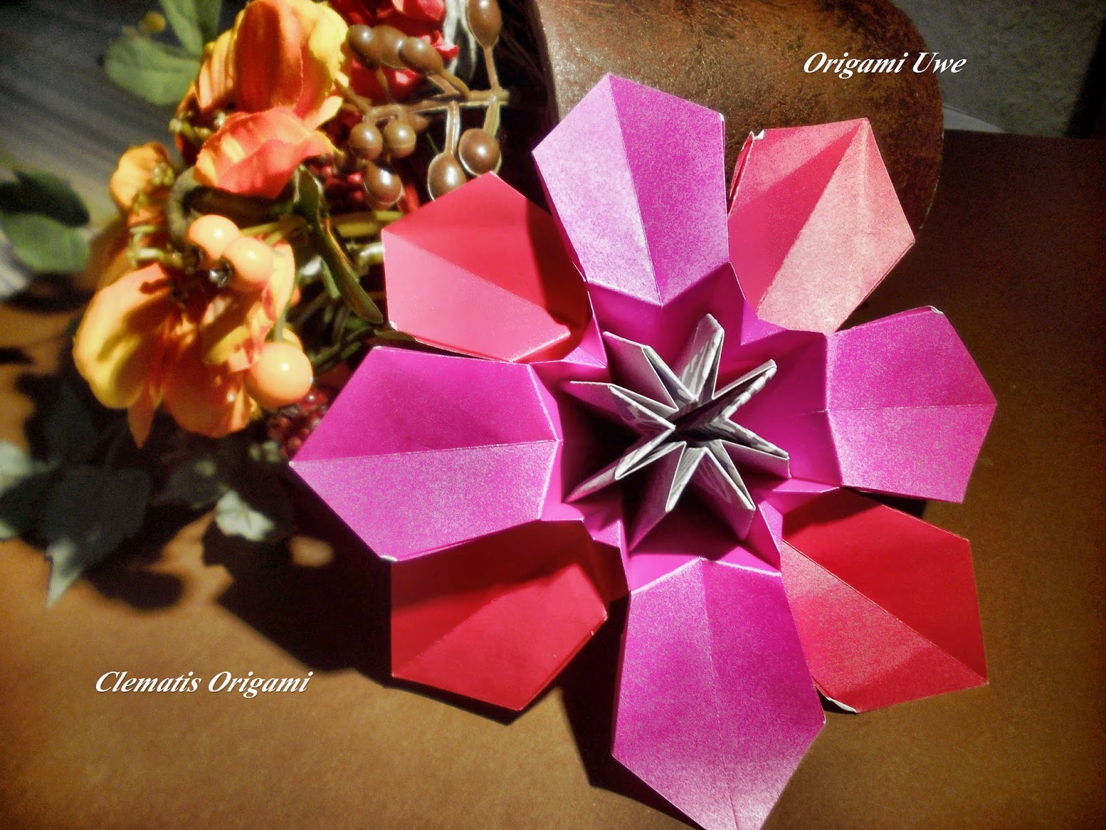 Origami, Fleurogami und Sterne Origami Clematis