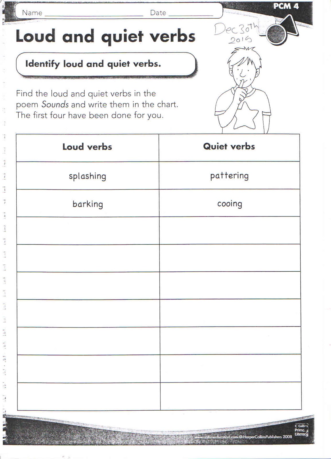 Year 3 fantasy loud and quiet verbs